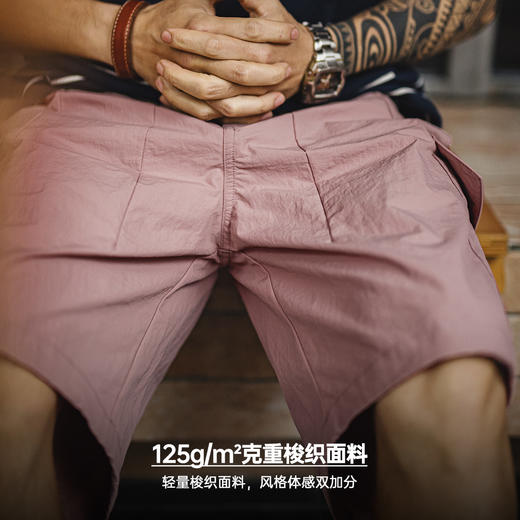 马登工装山系速干短裤美式大口袋梭织宽松直筒粉色薄款短裤男夏季 商品图3