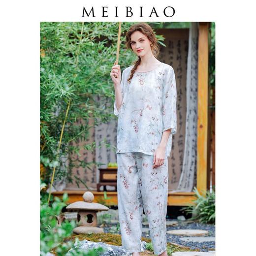 3楼 美标新中式国风套装睡衣女莱塞尔春夏可外穿家居服89265 商品图2