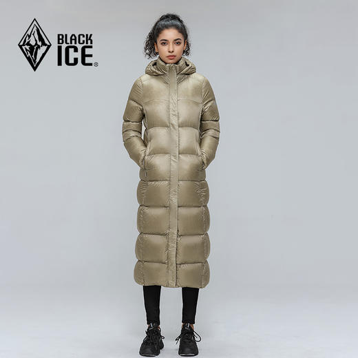 黑冰户外800蓬鹅绒羽绒服女款轻量保暖加长连帽大衣8552 商品图4