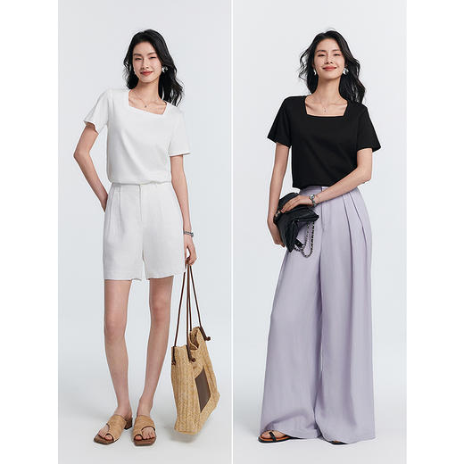 棉仓353601040-初棉60支高织高密新疆棉全棉液氨T正肩合体T 商品图3