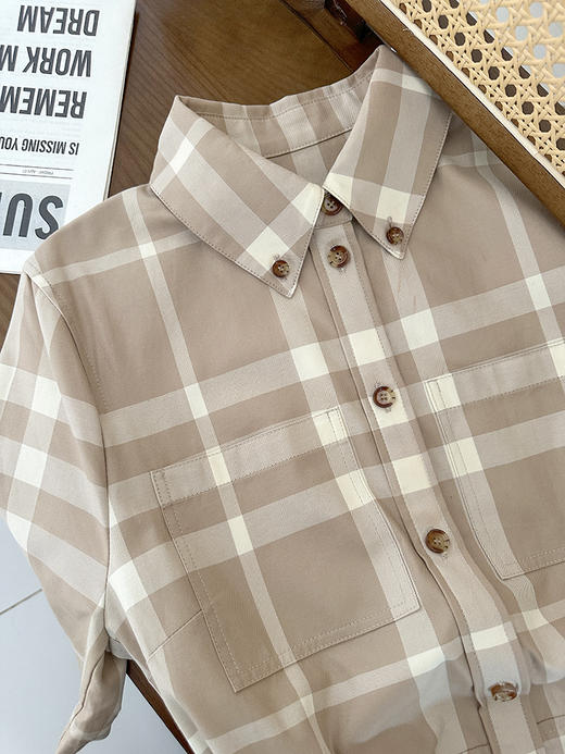 现货 THS-无 B家 格纹棉质嘎巴甸衬衫式连衣裙 BL2475 商品图6