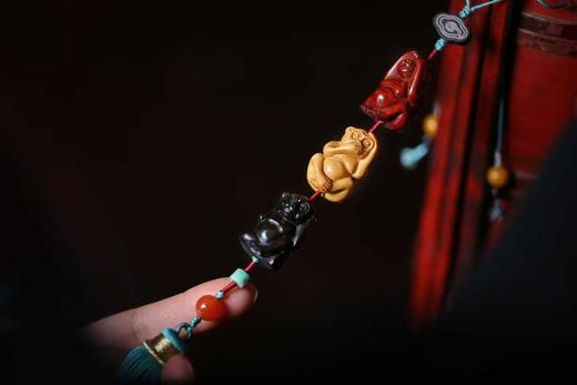 三不猴°黄杨木|紫檀|紫光檀挂件 商品图1