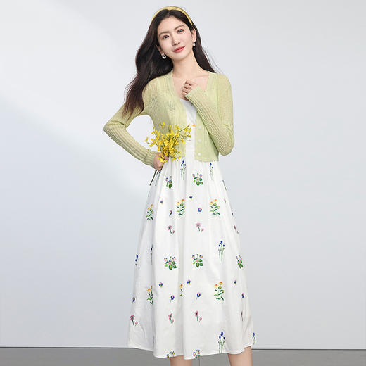 【专属特价】熙世界法式植物碎花吊带连衣裙女2025夏季新款收腰海边度假长裙子 商品图4