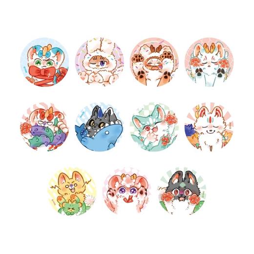 有兽焉 摇尾巴 第二弹 毛绒吧唧 徽章 全11种 10包/盒 国谷 商品图0