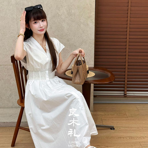 【不退不换】良木礼蕾丝V领连衣裙（6578） 商品图0