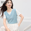 【周末秒杀】熙世界撞色短袖假两件针织衫女夏2025新款设计感正肩T恤拼接上衣 商品缩略图0