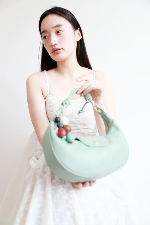 月牙包+饺子包，串珠仙女包包。头层牛皮法式腋下单肩包女C062388 商品图10