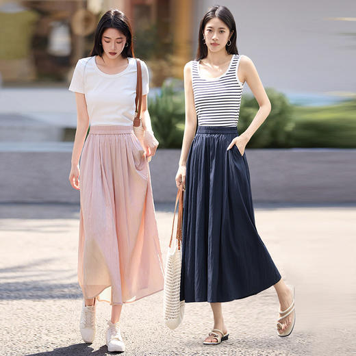 熙世界冰丝山本裙裤女薄款夏季新款高腰垂感遮肉显瘦宽松阔腿裤裙 商品图2