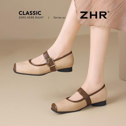 ZHR则则复古摩登粗跟玛丽珍鞋女鞋2025新款优雅方头平底柔软单鞋 商品图4