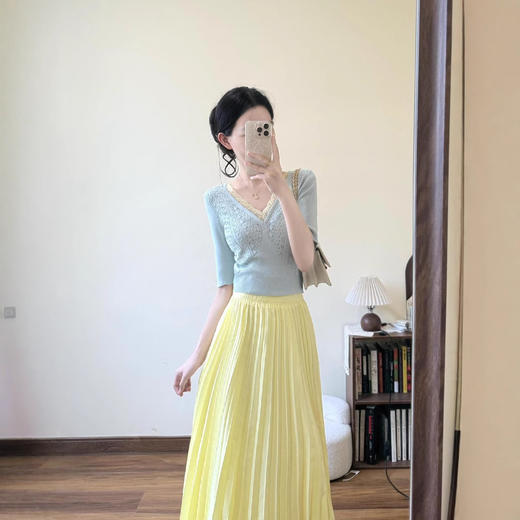 夏季穿搭一整气质女神范高级感韩系独特绝美蓝色套装裙 商品图3