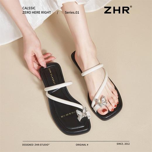 ZHR则则蝴蝶夹趾凉拖女2025夏季新款方头外穿拖鞋法式仙女凉拖鞋 商品图7