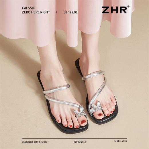 ZHR则则蝴蝶夹趾凉拖女2025夏季新款方头外穿拖鞋法式仙女凉拖鞋 商品图5