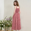 法式气质复古红色格纹木耳边吊带裙女夏季收腰连衣裙V1050583 商品缩略图3