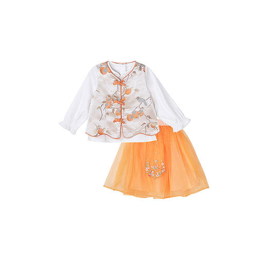 笛莎Deesha 童装女童套装2025秋新款女童“柿柿如意”织锦提花国风三件套 商品图4