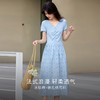 【专属特价】熙世界度假风镂空绣花V领连衣裙女夏季设计感短袖拼接假两件裙子 商品缩略图1