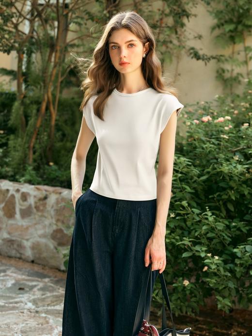 Olrain欧芮儿灰色简约百搭T恤女春季2025年新款修身显瘦内搭上衣 商品图4