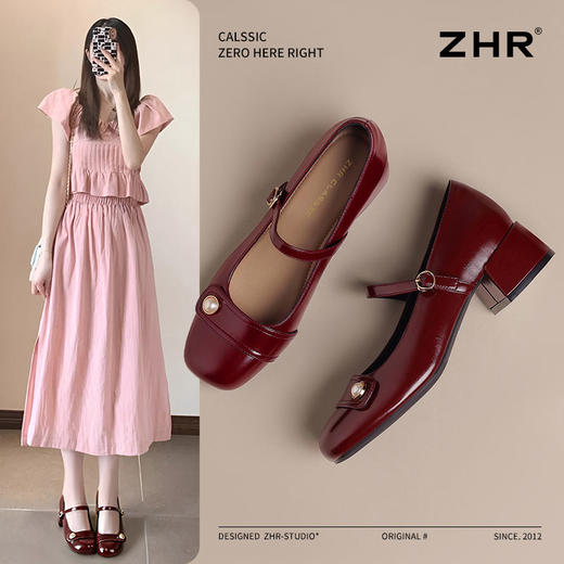 ZHR法式玛丽珍鞋女2025春季新款法式粗跟小皮鞋婚鞋复古百搭单鞋 商品图2