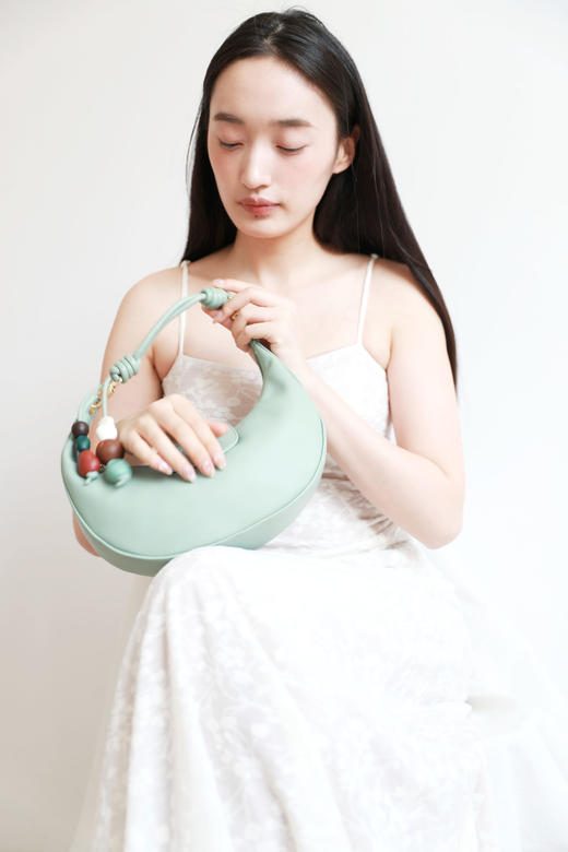 月牙包+饺子包，串珠仙女包包。头层牛皮法式腋下单肩包女C062388 商品图12