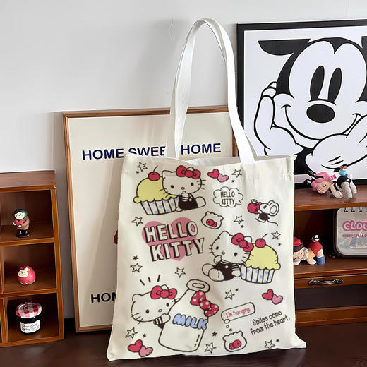 【YW】无忧购【甄选】 kitty猫帆布包可爱凯蒂猫大容量学生单肩包卡通手提袋KT02（截单后3-5天发货） 商品图7