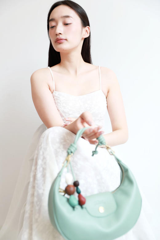 月牙包+饺子包，串珠仙女包包。头层牛皮法式腋下单肩包女C062388 商品图11