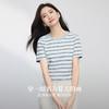 【周末秒杀】熙世界航海系蓝色条纹T恤女夏2025新款宽松百搭圆领短袖正肩上衣 商品缩略图2
