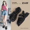 ZHR则则厚底罗马凉鞋2025新款编织猪笼鞋圆头魔术贴女鞋法式凉鞋 商品缩略图1