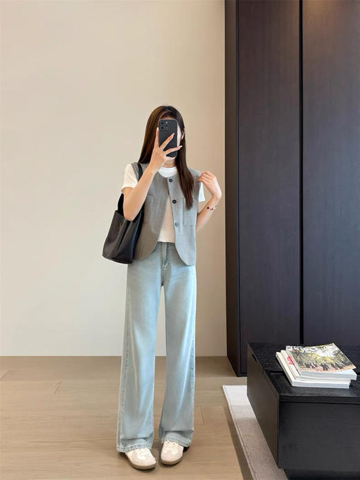 锡现【不退不换】3637 天花板 三醋酸莫代尔 腰窄版阔腿牛仔裤 商品图12