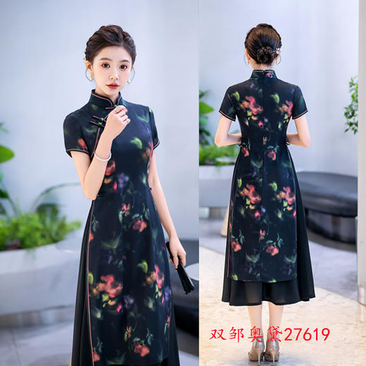 老上海复古民族风长款奥黛旗袍裙2025春新款宽松时尚日常可穿奥黛SYK27620 商品图2