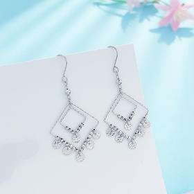 【限时8.8折】【线上铂金馆】PT950 #复古风 铂金空心异域风情几何菱形耳饰耳吊耳钩(PTES00057)预售产品下单后不退款不退货不换货不补差价)