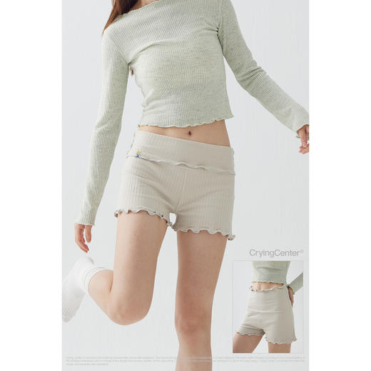 CryingCenter  花卷边罗纹坑条瑜伽运动短裤女 哭喊中心 商品图1
