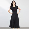 【专属特价】熙世界法式赫本风黑色连衣裙女2025夏季新款通勤气质显瘦收腰裙子 商品缩略图3
