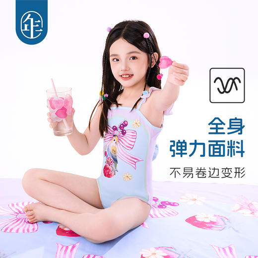 年衣童装女童连体泳衣无袖2025年夏季新款新中式莓莓鹦鹦泳装 商品图1