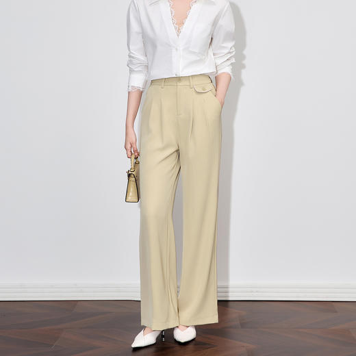 「高货wl」全新升级【铂金会员220/天猫299/差价79】(05327)洛诗琳通勤气质垂感凉感阔腿裤2025夏季简约时尚修身西裤 商品图0