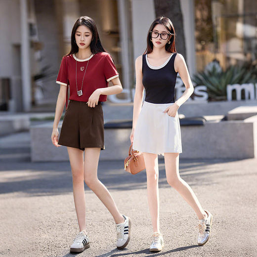 【专属特价】熙世界天丝西装短裤女夏季薄款2025新款高腰显瘦休闲a字阔腿热裤 商品图2