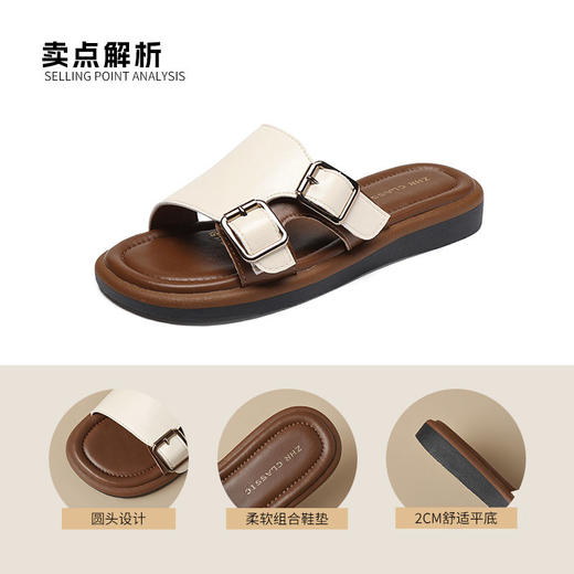 ZHR则则勃肯拖鞋外穿2025新款高级一字平底凉拖休闲沙滩凉鞋轻便 商品图4