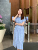 【百图lulu定制】【享瘦条纹连衣裙】蓝色条纹 衬衫 袖口卷边 收腰短袖连衣裙 商品缩略图3
