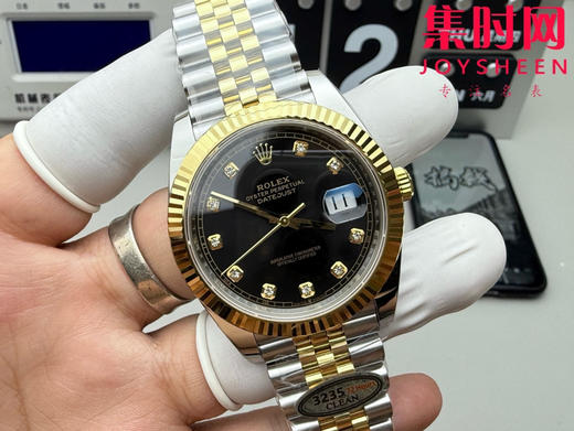 C厂劳力士日志型41mm 间金黑盘钻面 3235机 五珠链 904L钢 男士腕表 商品图2