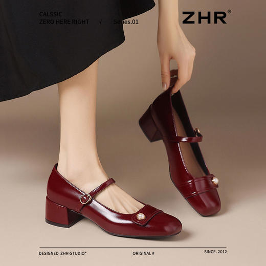 ZHR法式玛丽珍鞋女2025春季新款法式粗跟小皮鞋婚鞋复古百搭单鞋 商品图5