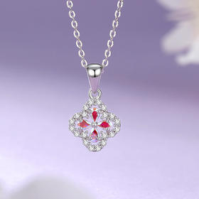 Winy999足银星辉四叶项链配证书送女友闺蜜节日礼物