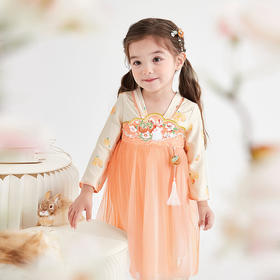 笛莎Deesha 童装女童裙子2025秋新款女童仙气飘飘中秋团圆小柿子汉服裙