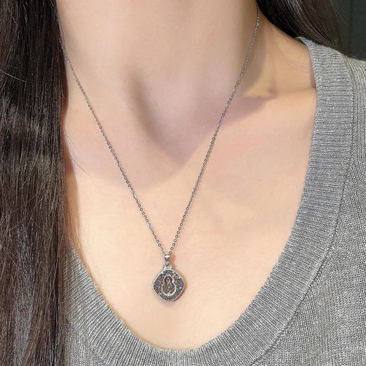 【限时8.8折】PT950 【国际铂金协会】铂金镂空福禄圆满可转动金珠双面鱼鳞葫芦菱形方牌吊坠（不含链）(BDZ00300)预售产品下单后不退款不退货不换货不补差价) 商品图2