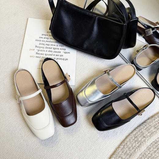 香港 AINADA艾娜达 半包头浅口托鞋懒人一脚蹬皮鞋2520 简约时尚 4款可选 商品图10