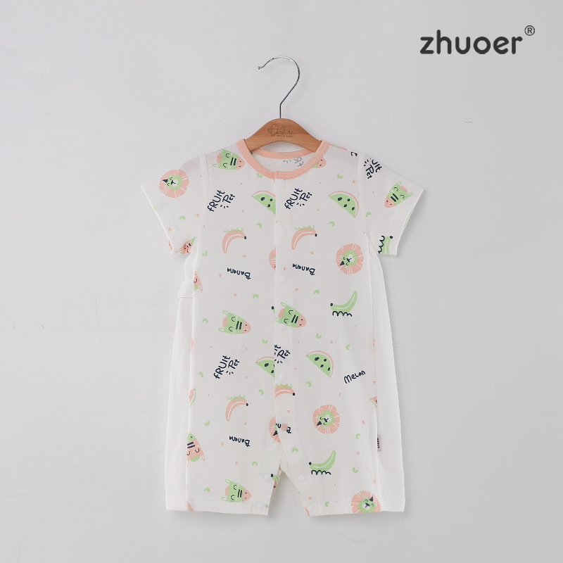 【短袖对襟哈衣】卓儿夏季婴儿连体衣男女宝宝薄款透气纯棉卡通爬服