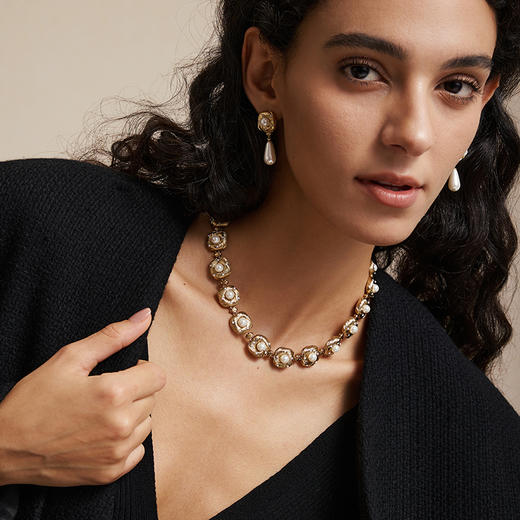 【阿娇（钟欣潼）&金靖同款】Retro chic意大利复古首饰 金丝珍珠项链（2色可选） 商品图5