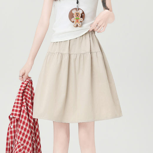 夏季薄款高腰A字半身裙 日系休闲垂感宽松工装裙 商品图2