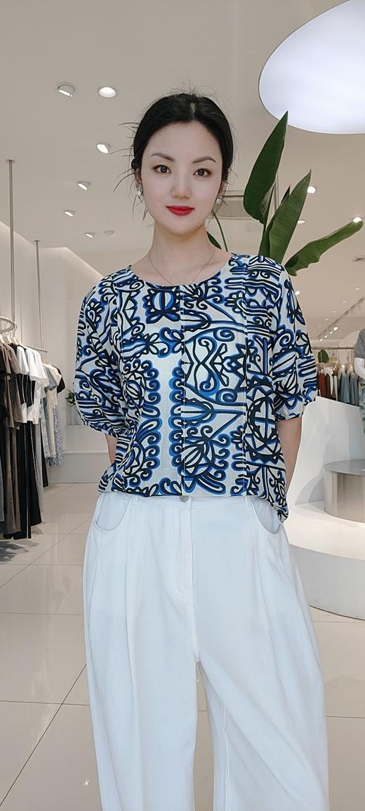 582581天丝亚麻青花瓷短袖，均码 商品图2