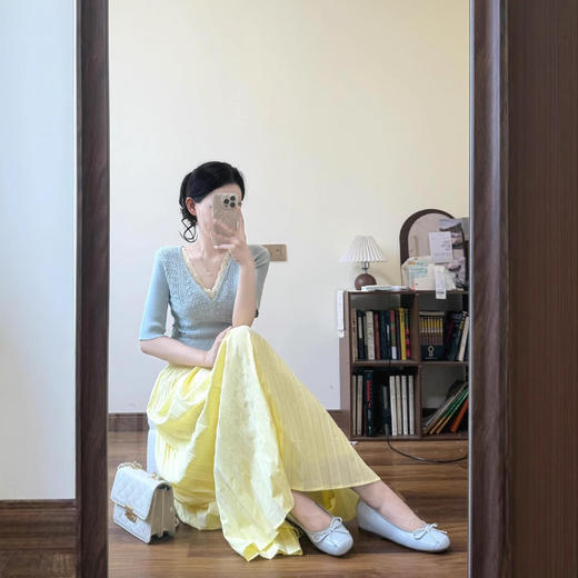 夏季穿搭一整气质女神范高级感韩系独特绝美蓝色套装裙 商品图1