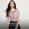 熙世界正肩条纹T恤女士夏季2025新款气质短袖圆领肌理感针织上衣 商品缩略图1