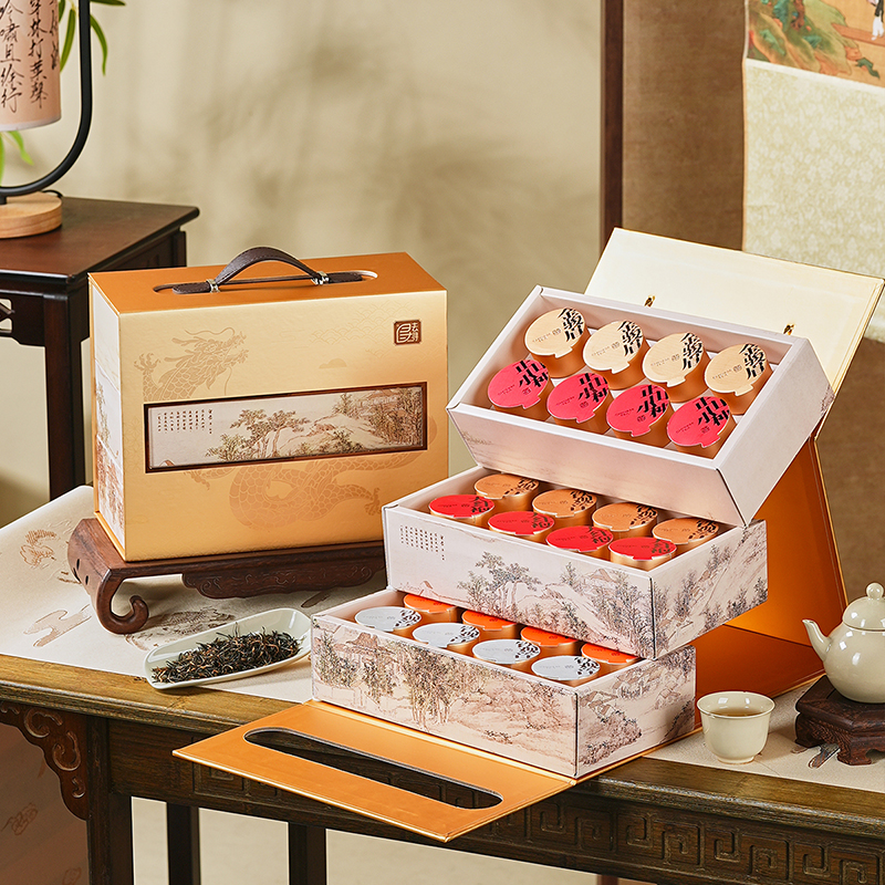 【金辉茶韵】 微信会员专享 送客户最佳 / 5大茗茶/特级金骏眉/ 肉桂/正山小种/大红袍/铁观音/茶叶礼盒 净含量240g