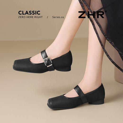 ZHR则则复古摩登粗跟玛丽珍鞋女鞋2025新款优雅方头平底柔软单鞋 商品图9